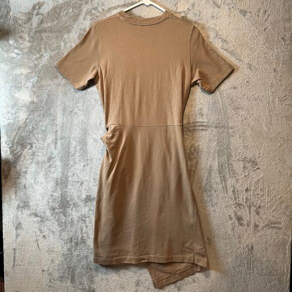 Theory Tie-Waist T-Shirt Dress Minimalist Taupe Casual Everyday Style Size XS - Picture 4 of 5